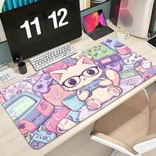 1pc Cute Cat Gaming Mouse Pad, Kawaii Game Controller Desktop Pad, Pastel Anime Style Gaming Mouse Pad, For Gaming And Office Decoration, Multi-Functional Mouse Pad - C - View 3