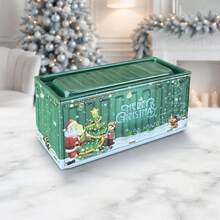 1pc Christmas Metal Tin Container, Aesthetic Industrial Holiday Storage Box For Stationery & Jewelry, Decorative Mini Desk Organizer, Festive Home Gift Box (115x50x55mm) - Multicolor - View 7