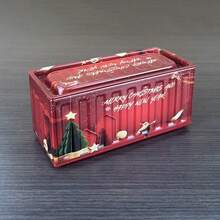 1pc Christmas Metal Tin Container, Aesthetic Industrial Holiday Storage Box For Stationery & Jewelry, Decorative Mini Desk Organizer, Festive Home Gift Box (115x50x55mm) - Multicolor - View 12