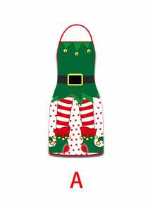 2pcs/1pc Christmas Aprons For Men And Women -Dark Green Fairy Print Pattern, Couple Aprons For Men And Women, Suitable For Christmas Party, Apron Kitchen - Multicolor - View 9