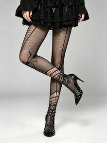 1 Pair Spider Print Fishnet Tights Sexy Cute Gothic Style For Daily Spring Fall Party Halloween Costume Women - Multicolor - View 4