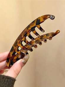 3/1pc Large Vertical Banana Hair Clip With Back Comb, Non-Slip Women's Ponytail Hair Clip, Thickened For Added Volume, Brown/Black/Grey Leopard Print - High-Strength Hair Clip, Suitable For Braiding, Buns, Updos - Suitable For Thick/Curly Hair - Fashionable And Practical, Suitable For Daily Or Formal Occasions Hair Accessories, Hair Clips, Beach Hair Clips, Hair Styling Accessories, Autumn Decoration, Halloween Gift, Christmas Gift - A - View 4