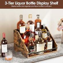 3 Step Liquor Bottle Display Rack - Wooden - View 3