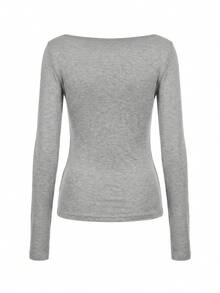 Sweet Cool Hot Girl Style Waist-Cinching 2 In 1 Versatile T-Shirt - Grey - View 3