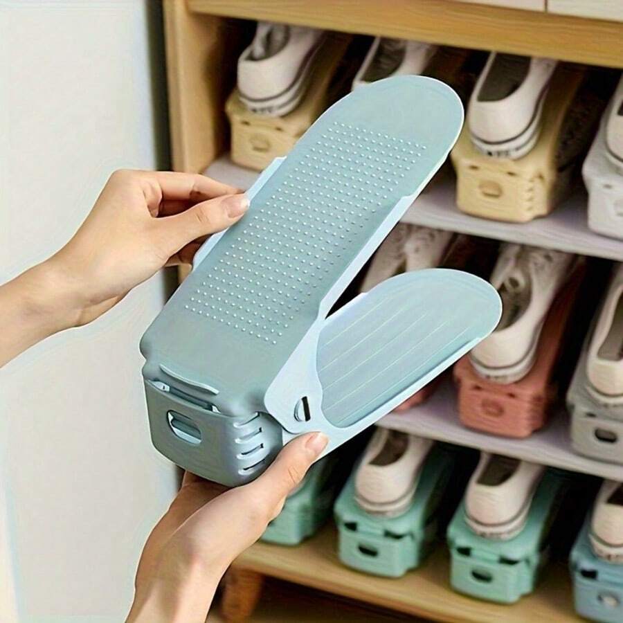 10pcs Adjustable Plastic Shoe Rack - High Quality Space-Saving Entryway, Hallway, Living Room, Bedroom, Bathroom Storage Organizer - Ideal Storage Solution For Home And Dorm, Simple And Convenient