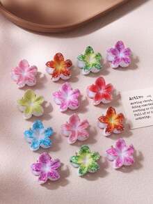 10/30/50pcs Colorful Sand-Textured Plumeria Hair Clips, Small Hair Claw Clips For Fixing Loose Strands, Decorative Cute Casual Versatile Hair Accessories (Random Color) - Multicolor - View 2