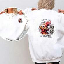 1/2/3pcs Funny Big Eye Rooster English Slogan Heat Transfer Iron-On Patch, Humorous Cartoon Chick Graffiti Iron-On Sticker For DIY Decorating T-Shirt, Sweatshirt, Pillow, Tote Bag - Multicolor - View 6