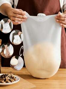 1pc Silicone Dough Kneading Bag, Reusable - Premium Silicone Dough Kneading Bag, Multi-Functional Dough Kneading Bag, Suitable For Bread, Pastries And Pizza, Easy To Clean And Store Cooking Tool Bag, Essential Kitchen Gadget - White Large - View 2