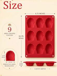 Aesthetic 9-Cavity Shell Silicone Mold 3D Madeleine Shell Mold, Shell-Shaped Food Silicone Mold For Madeleine Cakes, Chocolates, Jellies, Handmade Soaps, Heat-Resistant And Easy Release, Home Ocean Theme Baking Tool - Multicolor - View 5