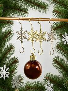10/1pc Christmas Snowflake Ornament Hook Hangers Golden Sliver Snowflake Decorative Christmas Tree Hanging Metal Wire For Xmas Christmas Tree Decoration Hangers, Metal Snowflake Hook For Small Ornaments, Gold Snowflake Ornament Hangers - Multiple Styles - View 4