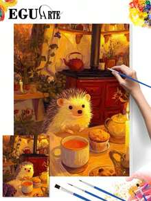 DIY Cute Hedgehog Tea Party (Frameless 8x12 / 16x20 Inches) Paint By Numbers Kit (Acrylic) Arts & Crafts For Adult Beginners, Cozy Home Wall Decor, Relaxing Hobbies, And Unique Holiday Gifts - Sets - View 2