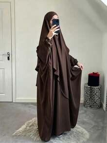 2件組 Khimar 希賈布祈禱面紗 + Abaya 長袍，寬鬆舒適的穆斯林女裝，適合日常穿著與祈禱，四季皆宜 - 彩色 - 查看 17