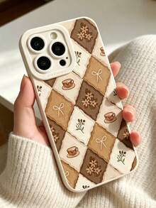 1 Peça Capa de Telefone Personalizada Minimalista com Padrão de Colagem Xadrez de Outono Bege Compatível com iPhone 17/16/16 Pro/16 Plus/15/15 Pro Max/15 Pro/11/12/13/14 Pro Max/12 Mini/13 Mini/11 Pro/11 Pro Max/12 Pro/12 Pro Max/13 Pro/13 Pro Max/14 Pro/14 Pro Max Capa Macia Premium Criativa - Multicolorido - Visão 4