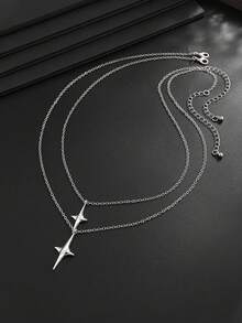 2pcs Fashion Minimalist Star Pendant Necklace, Metal Chain Necklace Set, Suitable For Daily Commute Wear, Casual Style Accessory, Ideal Gift For Men, Birthday Gift, Holiday Gift - 2pcs - View 4