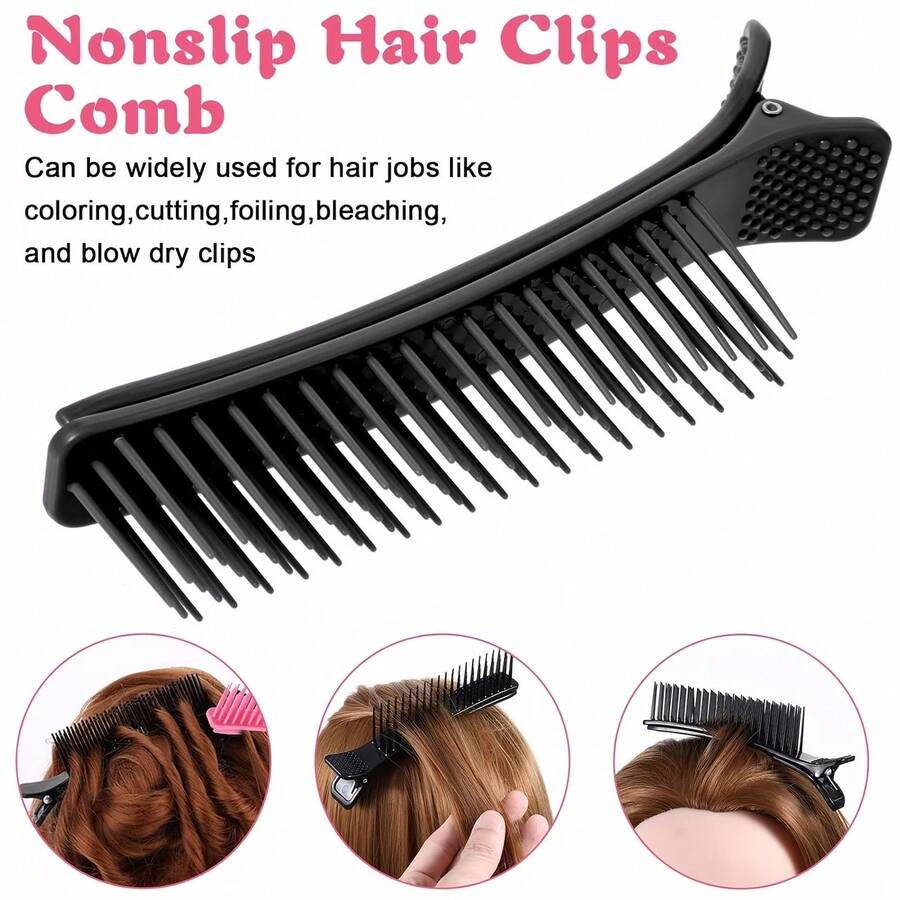 2pcs/6pcs/12pcs Multi-Functional Hair Sectioning Clips With Comb Teeth, Styling Bangs Clip, Salon Assistant Professional Hair Clips, Non-Slip Stable Design, Suitable For Dyeing, Perming, Cutting And Styling, Easily Separate Hair Strands, Fix Hair Without Pulling, Universal For Home And Hair Salon Use, Practical Hair Styling Tool For Women - Multicolor - View 1
