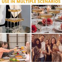 10pcs Acrylic Transparent Ribbed Coupe Martini Glasses, Reusable Vintage Champagne Flutes, Heavy Duty Juice Cups, Dishwasher (Clear) For Weddings And Birthday Parties - View 3