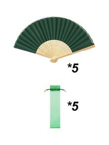 3-60pcs Elegant Fan Set, Includes Thank You Cards, Tags And Gift Bags, Bride Bamboo Handheld Folding Fan, Suitable For Bridesmaid Gifts, Wedding Decor, Party Events, Perfect Summer Accessory, 1pc/Set - Vintage Green - View 8