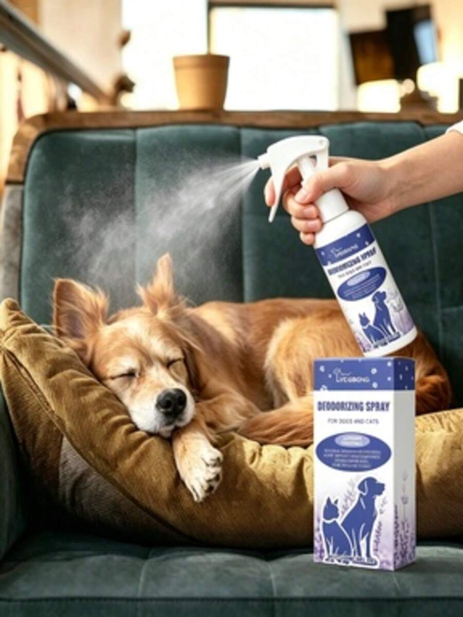 Yegbong Pet Deodorizer Spray, Menghilangkan Bau Hewan Peliharaan dengan Aroma Lavender Segar, Menjaga Hewan Peliharaan Tetap Wangi, Dikirim Secara Acak (Model Baru atau Lama)