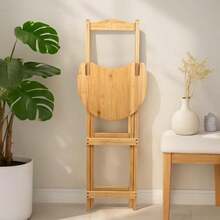 Stool Durable Portable Design Bamboo Folding Bar With Back Support Footrest, Ideal For Home, Kitchen, Patio Or Balcony Use - Variant - View 5