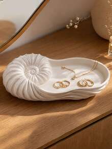 1pcins Elegant Shell-Shaped Storage Tray, Creative Artistic Desktop Decor, Can Hold Jewelry, Earrings, Necklaces, Keys, Small Accessories, Home Vanity, Entryway, Desktop Organizer, High-Quality Texture, Atmospheric Home Decor, Practical Storage Display Item - Multicolor - View 7