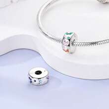 1 hạt spacer bạc Sterling S925 chống trượt, thiết kế đa yếu tố hình dấu chân, bướm, sao, trăng, hoa, đính đá Cubic Zirconia màu sắc và tráng men mạ vàng, tương thích với mọi loại vòng tay, phụ kiện trang trí đa năng cho làm trang sức DIY thủ công và điểm xuyết trang phục hàng ngày - Nhiều màu - Xem 6