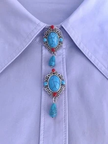 1pc / 2pcs Elegant Turquoise Design Vintage Button Covers, Shirt No-Sew Button Covers, Button Decor, Fashion Cufflinks - Multicolor - View 1