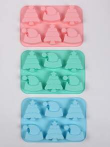 1pc Christmas Tree & Santa Hat Shaped Silicone Mold, Kitchen Home Baking Mousse Cake Chocolate Pudding Mold, Can Make Chocolate, Candy, Cake, Pudding, Ice Cubes, Jelly, Christmas Holiday Home Baking, Party Dessert Table Handmade Mold - Multicolor - View 11