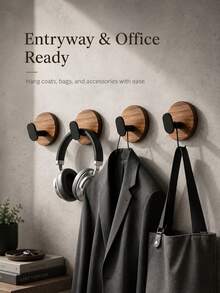 1/2/3Pcs Luxurious Walnut Multi-Purpose Wall-Mounted Hooks, No-Punch Strong Adhesive, Stable Load-Bearing, Stable Hook Protection, Universal Type, Suitable For Entryway, Clothing, Bathroom Towels, Kitchen Utensils, Wardrobe Storage - Multicolor - View 4