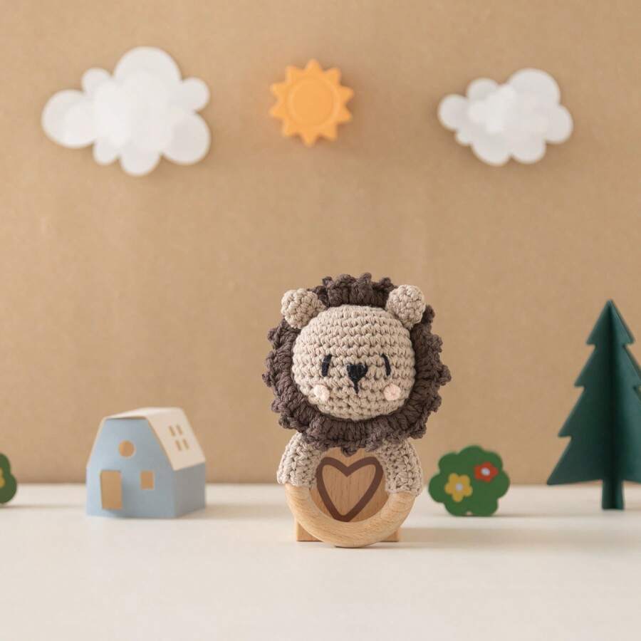 Handmade Crochet Rattle, Baby Interactive Crochet Toy, Built-In Bell, 3D Cute Design, Rich Details, Attract Baby's Attention, Develop Baby's Hearing, Baby Shower Gift, New Mom Gift, Christmas Gift, Easter Gift, Newborn Commemorative Gift - Multicolor - View 1