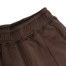 Women's Casual Loose Plain Color Elastic Waist Sweatpants With Pockets Winter - Coffee Brown - View 3