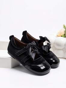 Girls' Versatile School Style Bow Flat Shoes, Suitable For Autumn/Winter - Black - View 4