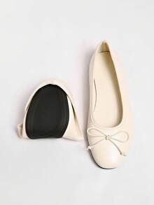 2026 Spring/Summer New Women's Bow Decor Ballet Flats - White - View 6