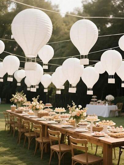 5 Buah Dekorasi Gantung Pernikahan Putih: Lampion Kertas Balon Udara Panas, Lampu Bola Pesta yang Dapat Digunakan Kembali, Cocok untuk Kerajinan DIY, Pernikahan, Ulang Tahun, Pertunangan, Baby Shower, Pertemuan Keluarga, Dekorasi Kelas Kembali ke Sekolah - Dekorasi Gantung Liburan
