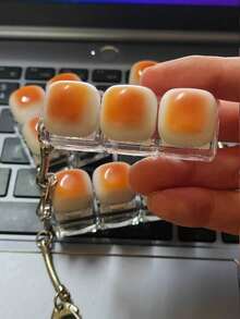 1pc Caramel Bread Keychain Stress Relief Toy, Mechanical Keyboard Tester, Keychain, Desktop Decor, Phone Charm, Creative Expandable Toy - Multicolor - View 13