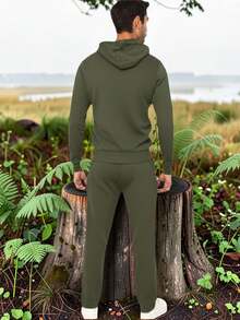 Men Sweatshirt Co-Ords - Army Green - View 2