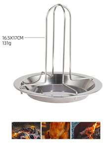 1pc Outdoor Camping Thickened Chicken Roasting Rack, Fork-Style Carbon Steel Non-Stick Roasting Pan, Used For Baking And Supporting Chicken In Electric Stoves And Ovens, Bottom Can Hold Auxiliary Materials To Create Smoky Effect Inside Chicken, BBQ Tool, Outdoor Grilling, Kitchen Gadget - Multicolor - View 7