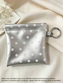 1pc Simple Polka Dot Data Cable Storage Bag, PU Leather Portable Mini Zipper Coin Purse With Keyring, Small Card Holder Wallet, Pocket Organizer For Earphones, Cosmetic Accessories, Multi-Color Casual Mini Bag, Travel Daily Carry Storage Pouch For Women - Multicolor - View 11