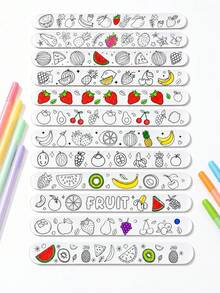 28/14/6pcs Fruit Theme Coloring Pages, Birthday Party Interactive Prizes, Party Favors, Suitable For Filling Birthday Gift Bags (Other Accessories Not Included) - White - View 2