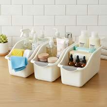 4pcs Minimalist Portable Handle Storage Boxes, Multi-Functional Organizer Bins For Kitchen Seasonings, Under Sink Cabinets And Desktop, Durable Plastic Home Storage Containers - View 9