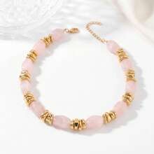 1pc Shiny Colorful Geometric Bead Couple Necklace - Burgundy - View 14