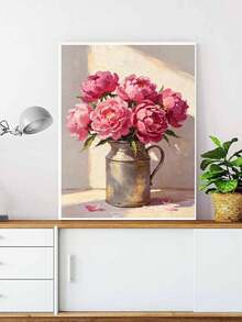 DIY Pink Peonies In Metal Vase (Frameless 8x12 / 16x20 Inches) Paint By Numbers Kit (Acrylic) Arts & Crafts For Adult Beginners, Beautiful Home Wall Decor, And Creative Holiday Gifts - Sets - View 4