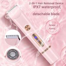 1pc Women's 2-In-1 Dual-Head Electric Shaver, Portable Rechargeable Body Hair And Bikini Trimmer With Limit Comb, Gentle And Smooth Razor For Face, Arms, Legs And Bikini Line, Best Gift For Your Loved One - Multi-color - View 1