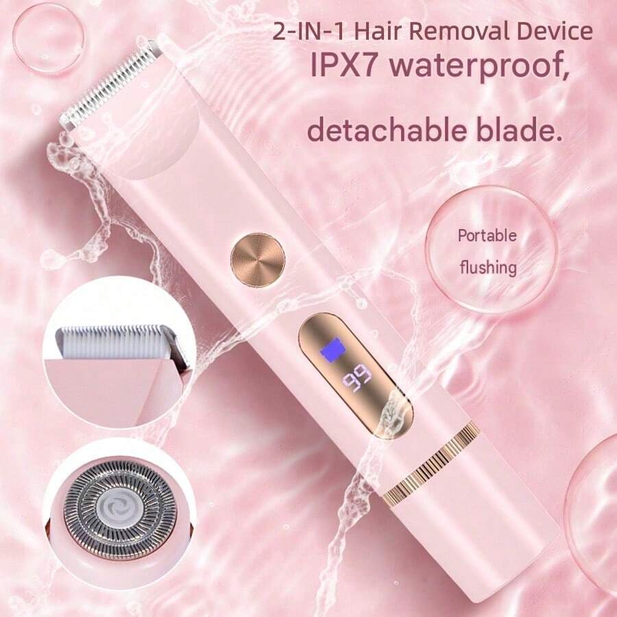 1pc Women's 2-In-1 Dual-Head Electric Shaver, Portable Rechargeable Body Hair And Bikini Trimmer With Limit Comb, Gentle And Smooth Razor For Face, Arms, Legs And Bikini Line, Best Gift For Your Loved One - Multi-color - View 1
