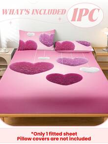 1pc Fitted Sheet, Soft Comfortable Skin-Friendly, Mattress Protector, Room Decor, Suitable For All Seasons, Fits Single/Double/Queen/King Size Beds, Machine Washable (Pillowcases Not Included), Back To School - Pink - View 3