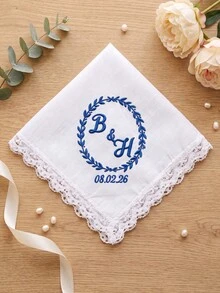 1pc Personalized Bride Wedding Handkerchief, Custom Text Hankerchief, Custom Keepsake Handkerchief For Wedding Bridal Party Gift - Multicolor - View 9