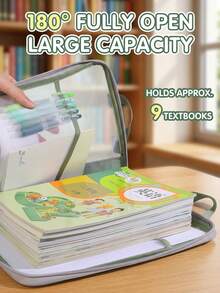 1pc Transparent File Bag With Handle, Unisex Tote Style Book Storage Bag, Tutoring Class Storage Bag, Test Paper Organizer Bag, Homework Storage Bag, Includes Label Stickers - A - View 2
