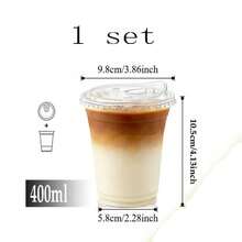 1/10/20/30/40/50/100pcs Clear Cups With Direct Drinking Lids, Transparent Design, Suitable For Coffee, Smoothies, Soda, Party Drinks, Bubble Tea And Iced Drinks, Party Beverage Clear Cups, Lid Function - Clear - View 12
