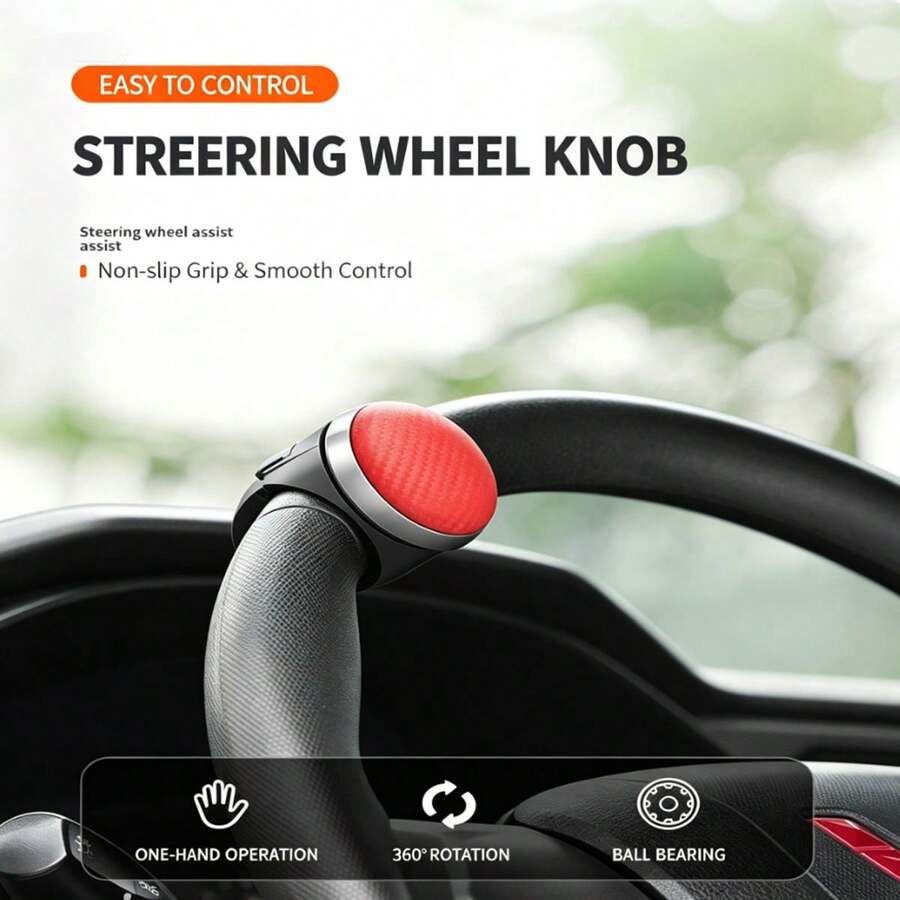 Car Steering Wheel Spinner Knob, Metal Bearing Assist Ball For All Vehicles, Makes Driving Easier & More Comfortable - A - View 1