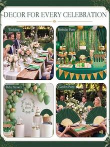 3-60pcs Elegant Fan Set, Includes Thank You Cards, Tags And Gift Bags, Bride Bamboo Handheld Folding Fan, Suitable For Bridesmaid Gifts, Wedding Decor, Party Events, Perfect Summer Accessory, 1pc/Set - Vintage Green - View 5
