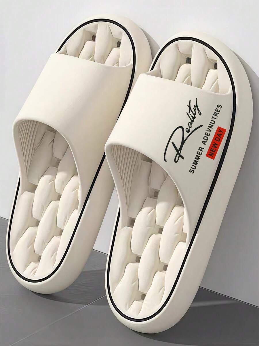 Home Minimalist Fashionable Slippers, Unisex, Comfortable Lightweight Sole, Easy To Clean, All-Season Wear - White - View 1